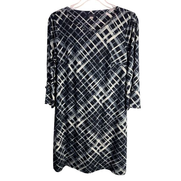 Tommy Hilfiger Shift Dress Women's Size‎ 14 Blue White Plaid 3/4 Sleeve EUC - Picture 1 of 8